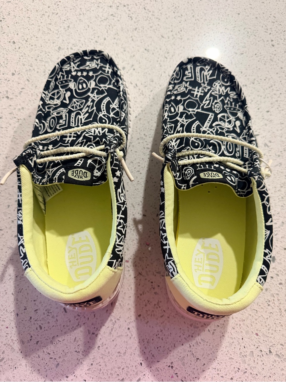Hey Dude Kids Black & Yellow Graphic Slip-On Moccasins
